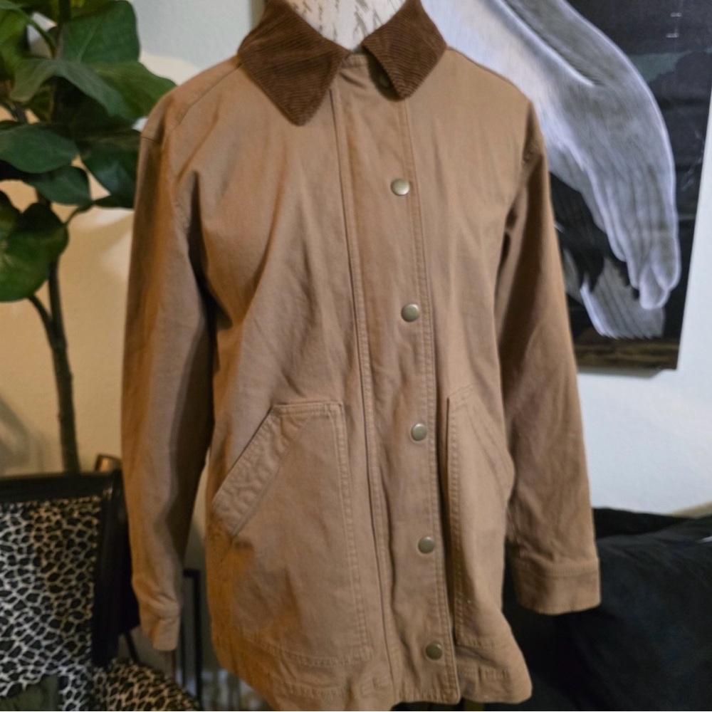 Old Navy Tan Barn Jacket with Brown Corduroy Collar - Picture 3 of 7